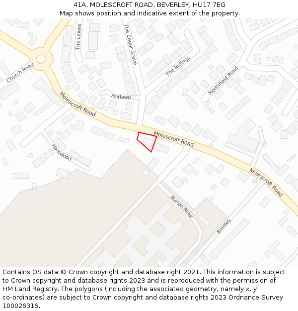 41A, MOLESCROFT ROAD, BEVERLEY, HU17 7EG: Location map and indicative extent of plot