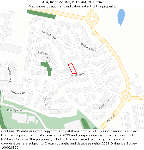 41A, ROSEMOUNT, DURHAM, DH1 5GA: Location map and indicative extent of plot