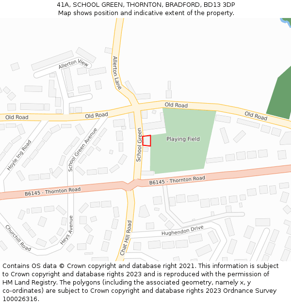 41A, SCHOOL GREEN, THORNTON, BRADFORD, BD13 3DP: Location map and indicative extent of plot