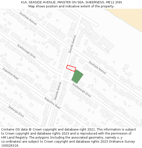 41A, SEASIDE AVENUE, MINSTER ON SEA, SHEERNESS, ME12 2NN: Location map and indicative extent of plot
