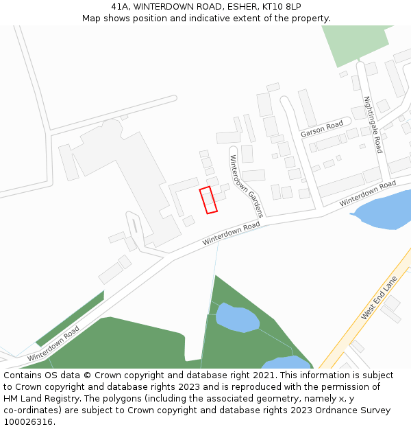 41A, WINTERDOWN ROAD, ESHER, KT10 8LP: Location map and indicative extent of plot