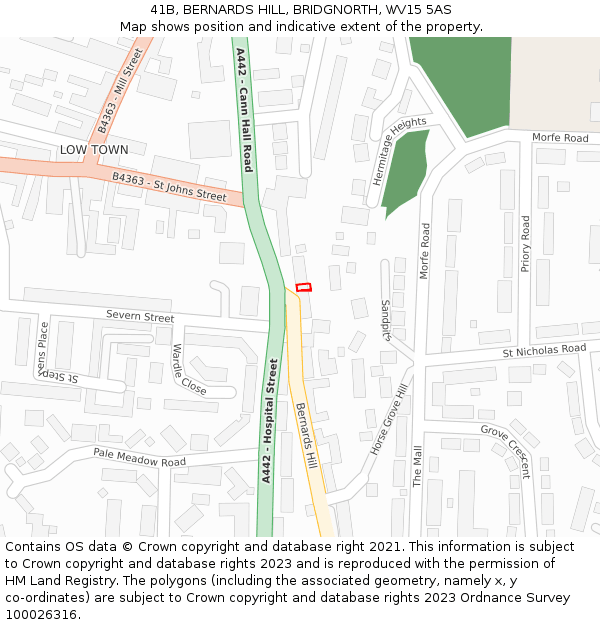 41B, BERNARDS HILL, BRIDGNORTH, WV15 5AS: Location map and indicative extent of plot