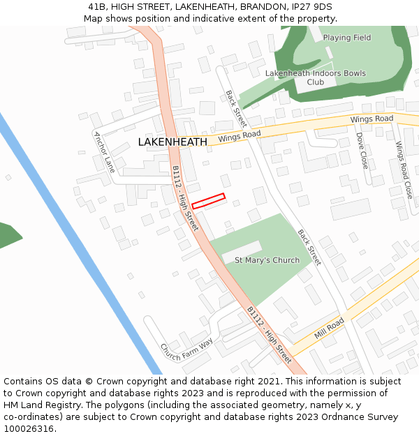 41B, HIGH STREET, LAKENHEATH, BRANDON, IP27 9DS: Location map and indicative extent of plot