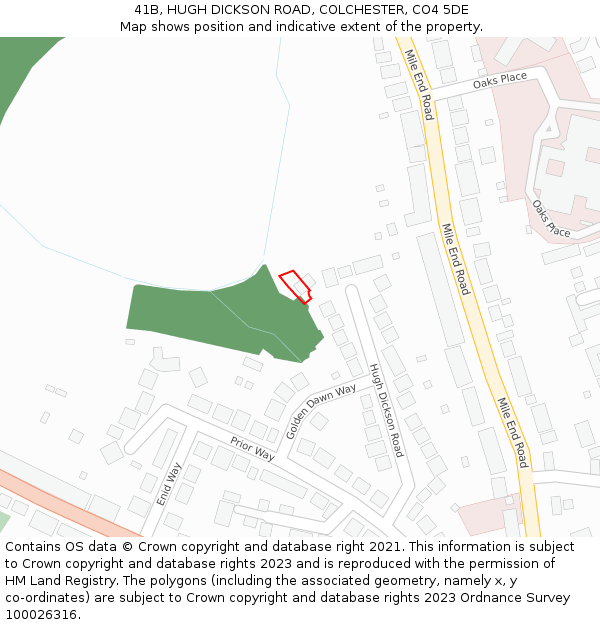 41B, HUGH DICKSON ROAD, COLCHESTER, CO4 5DE: Location map and indicative extent of plot