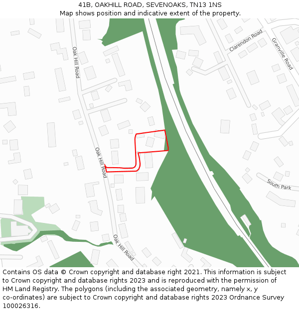 41B, OAKHILL ROAD, SEVENOAKS, TN13 1NS: Location map and indicative extent of plot