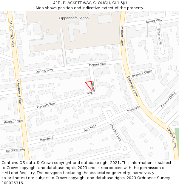 41B, PLACKETT WAY, SLOUGH, SL1 5JU: Location map and indicative extent of plot