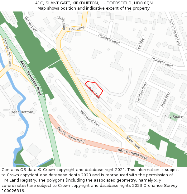 41C, SLANT GATE, KIRKBURTON, HUDDERSFIELD, HD8 0QN: Location map and indicative extent of plot