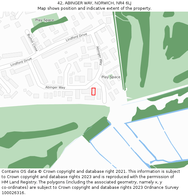 42, ABINGER WAY, NORWICH, NR4 6LJ: Location map and indicative extent of plot