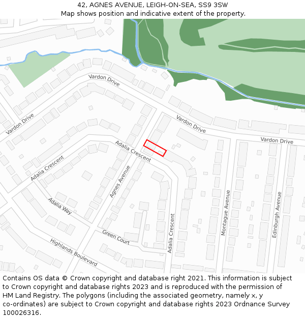 42, AGNES AVENUE, LEIGH-ON-SEA, SS9 3SW: Location map and indicative extent of plot