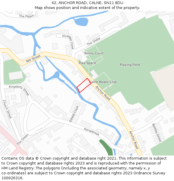 42, ANCHOR ROAD, CALNE, SN11 8DU: Location map and indicative extent of plot