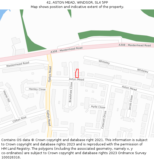 42, ASTON MEAD, WINDSOR, SL4 5PP: Location map and indicative extent of plot