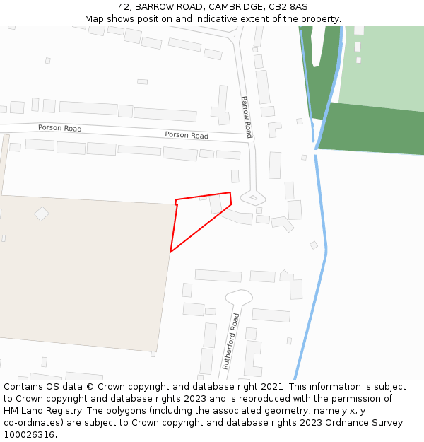 42, BARROW ROAD, CAMBRIDGE, CB2 8AS: Location map and indicative extent of plot