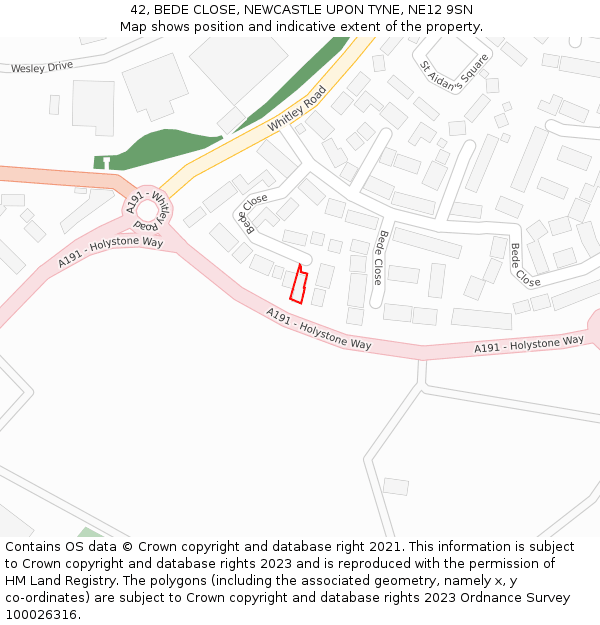 42, BEDE CLOSE, NEWCASTLE UPON TYNE, NE12 9SN: Location map and indicative extent of plot