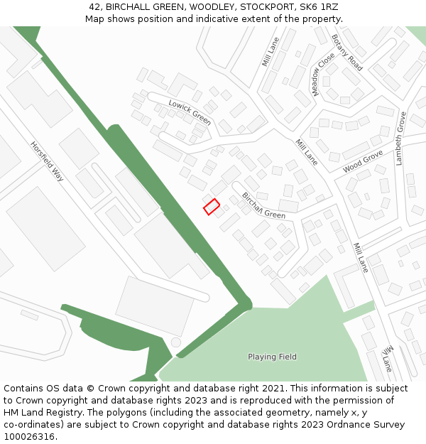 42, BIRCHALL GREEN, WOODLEY, STOCKPORT, SK6 1RZ: Location map and indicative extent of plot