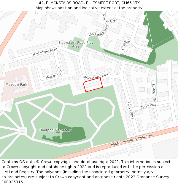 42, BLACKSTAIRS ROAD, ELLESMERE PORT, CH66 1TX: Location map and indicative extent of plot