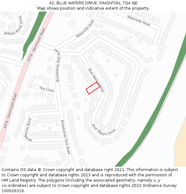 42, BLUE WATERS DRIVE, PAIGNTON, TQ4 6JE: Location map and indicative extent of plot