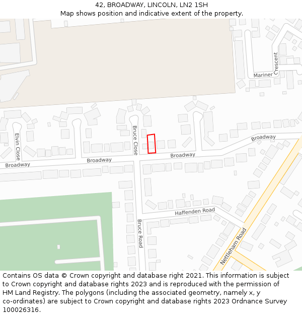 42, BROADWAY, LINCOLN, LN2 1SH: Location map and indicative extent of plot