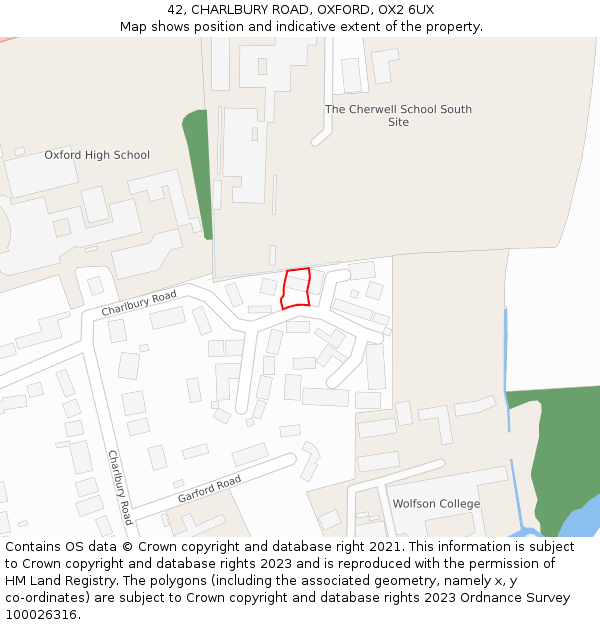 42, CHARLBURY ROAD, OXFORD, OX2 6UX: Location map and indicative extent of plot