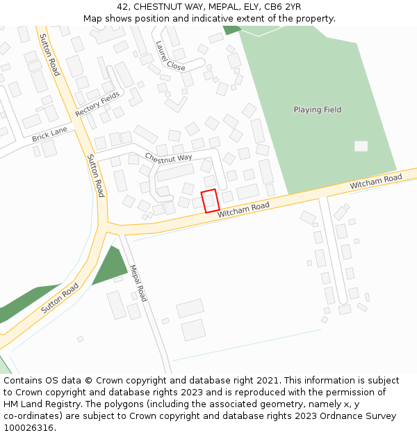 42, CHESTNUT WAY, MEPAL, ELY, CB6 2YR: Location map and indicative extent of plot