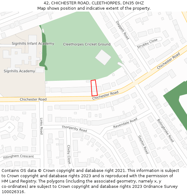 42, CHICHESTER ROAD, CLEETHORPES, DN35 0HZ: Location map and indicative extent of plot