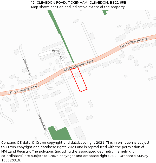 42, CLEVEDON ROAD, TICKENHAM, CLEVEDON, BS21 6RB: Location map and indicative extent of plot