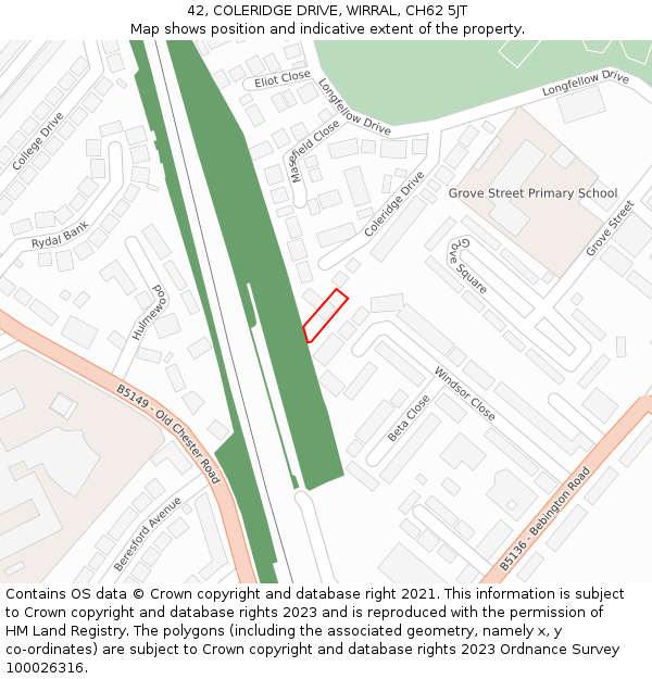 42, COLERIDGE DRIVE, WIRRAL, CH62 5JT: Location map and indicative extent of plot