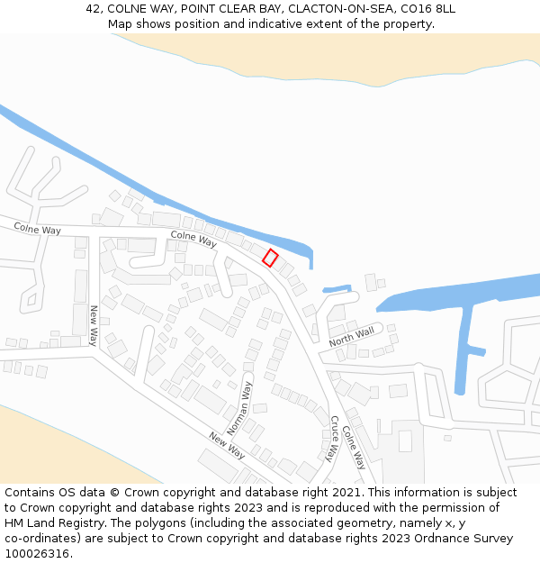 42, COLNE WAY, POINT CLEAR BAY, CLACTON-ON-SEA, CO16 8LL: Location map and indicative extent of plot