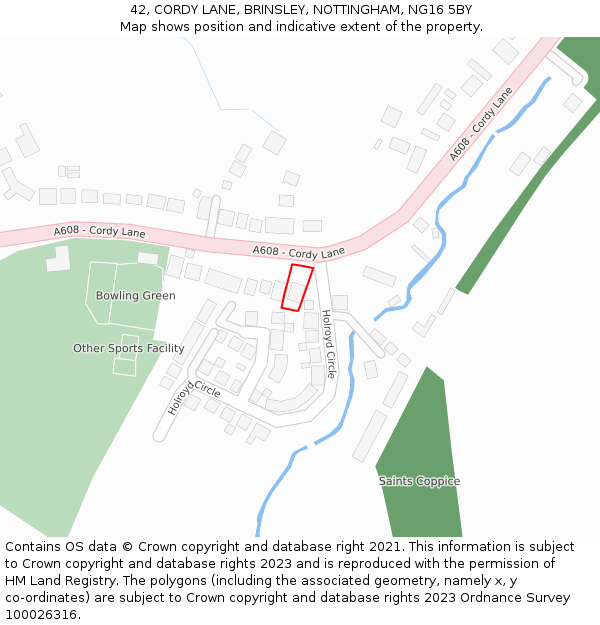 42, CORDY LANE, BRINSLEY, NOTTINGHAM, NG16 5BY: Location map and indicative extent of plot