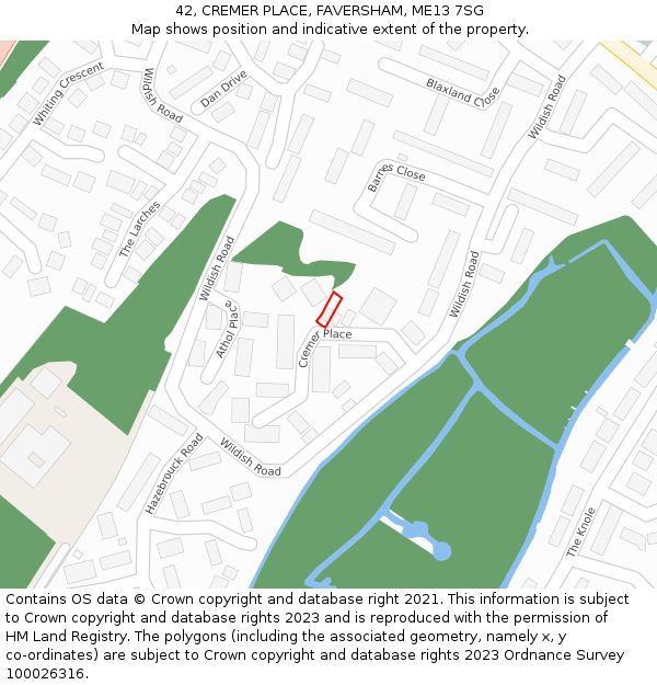 42, CREMER PLACE, FAVERSHAM, ME13 7SG: Location map and indicative extent of plot