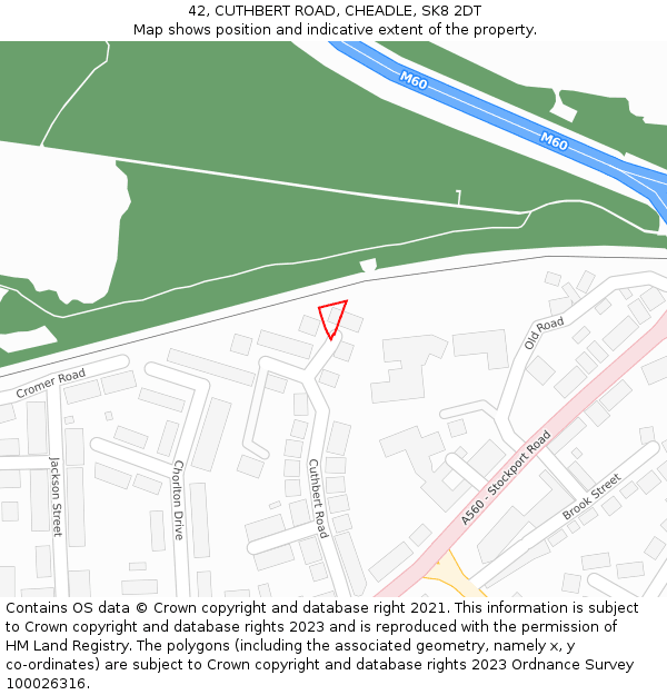 42, CUTHBERT ROAD, CHEADLE, SK8 2DT: Location map and indicative extent of plot