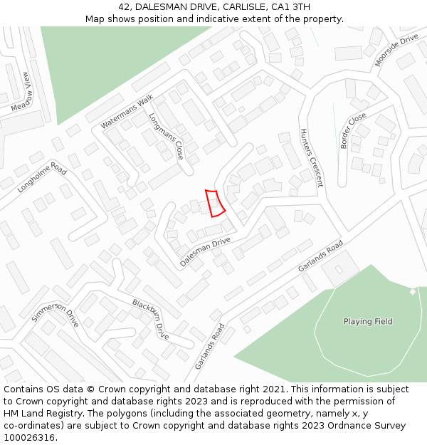 42, DALESMAN DRIVE, CARLISLE, CA1 3TH: Location map and indicative extent of plot