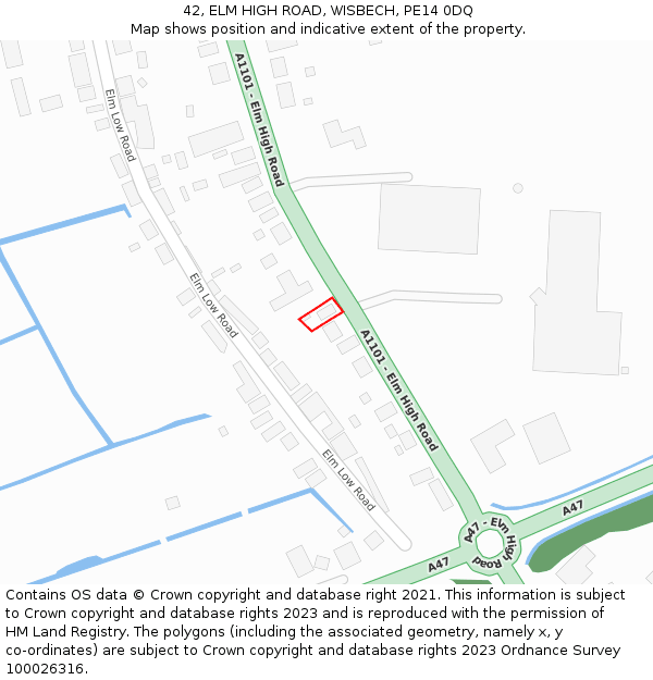 42, ELM HIGH ROAD, WISBECH, PE14 0DQ: Location map and indicative extent of plot