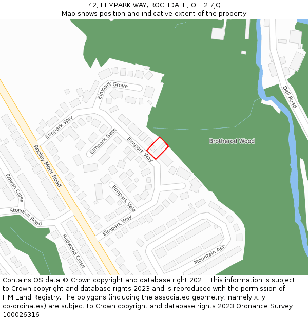 42, ELMPARK WAY, ROCHDALE, OL12 7JQ: Location map and indicative extent of plot