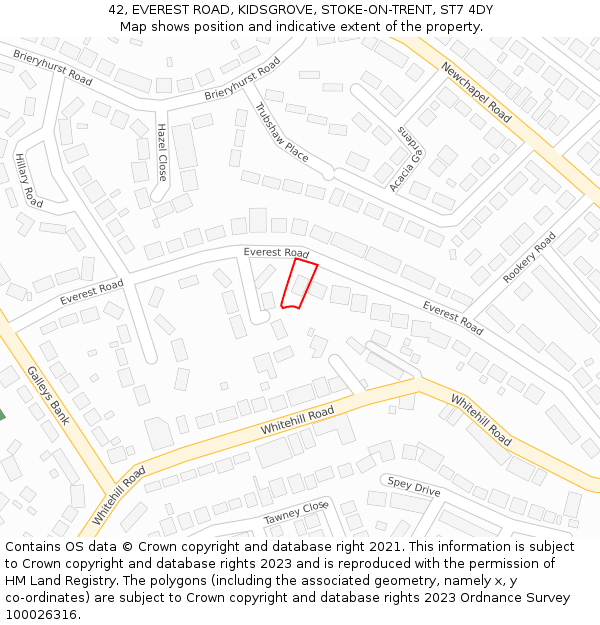 42, EVEREST ROAD, KIDSGROVE, STOKE-ON-TRENT, ST7 4DY: Location map and indicative extent of plot