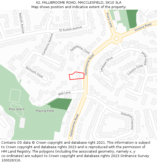 42, FALLIBROOME ROAD, MACCLESFIELD, SK10 3LA: Location map and indicative extent of plot