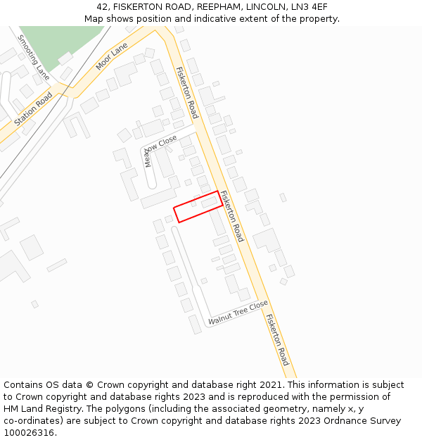 42, FISKERTON ROAD, REEPHAM, LINCOLN, LN3 4EF: Location map and indicative extent of plot