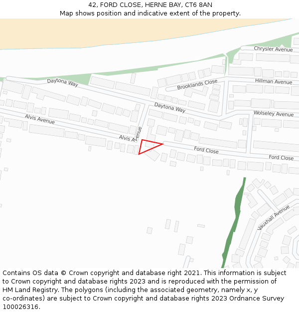 42, FORD CLOSE, HERNE BAY, CT6 8AN: Location map and indicative extent of plot