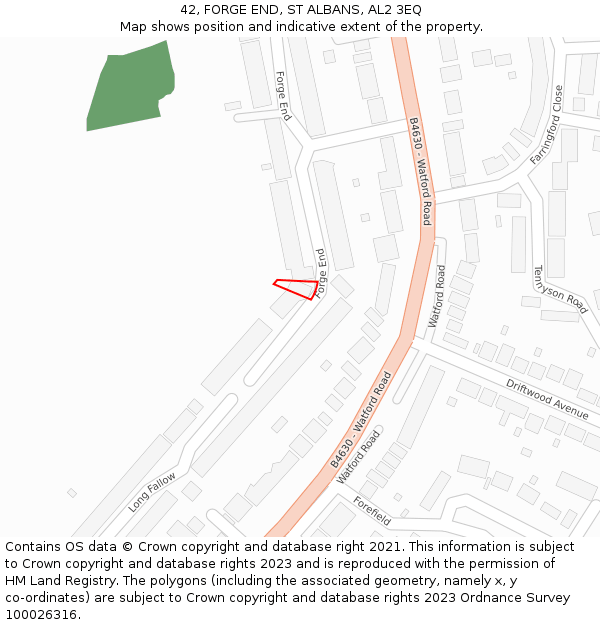 42, FORGE END, ST ALBANS, AL2 3EQ: Location map and indicative extent of plot