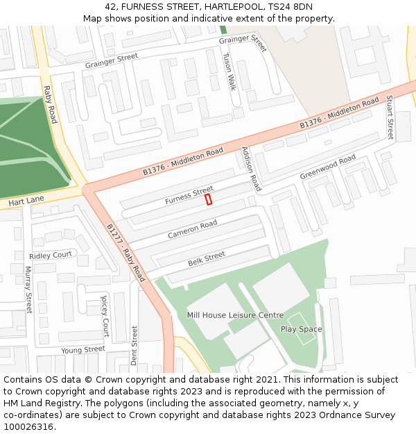 42, FURNESS STREET, HARTLEPOOL, TS24 8DN: Location map and indicative extent of plot