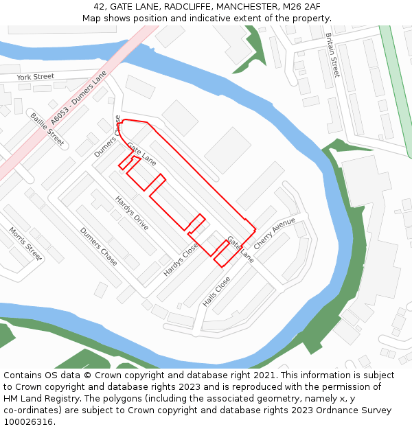 42, GATE LANE, RADCLIFFE, MANCHESTER, M26 2AF: Location map and indicative extent of plot