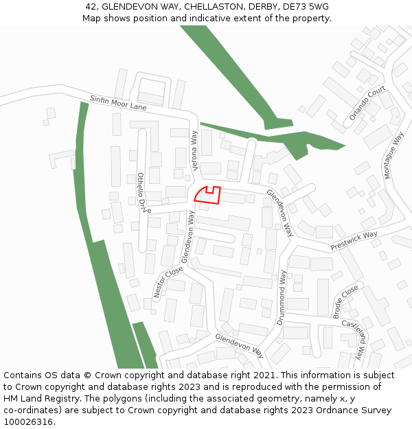 42, GLENDEVON WAY, CHELLASTON, DERBY, DE73 5WG: Location map and indicative extent of plot