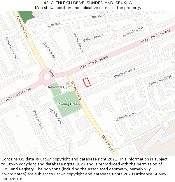 42, GLENLEIGH DRIVE, SUNDERLAND, SR4 9HA: Location map and indicative extent of plot