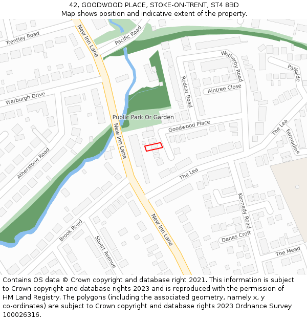 42, GOODWOOD PLACE, STOKE-ON-TRENT, ST4 8BD: Location map and indicative extent of plot