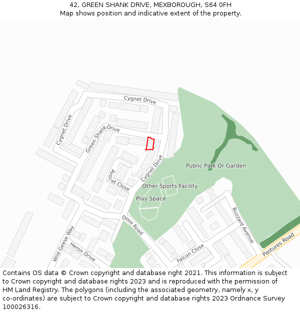 42, GREEN SHANK DRIVE, MEXBOROUGH, S64 0FH: Location map and indicative extent of plot