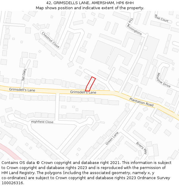 42, GRIMSDELLS LANE, AMERSHAM, HP6 6HH: Location map and indicative extent of plot