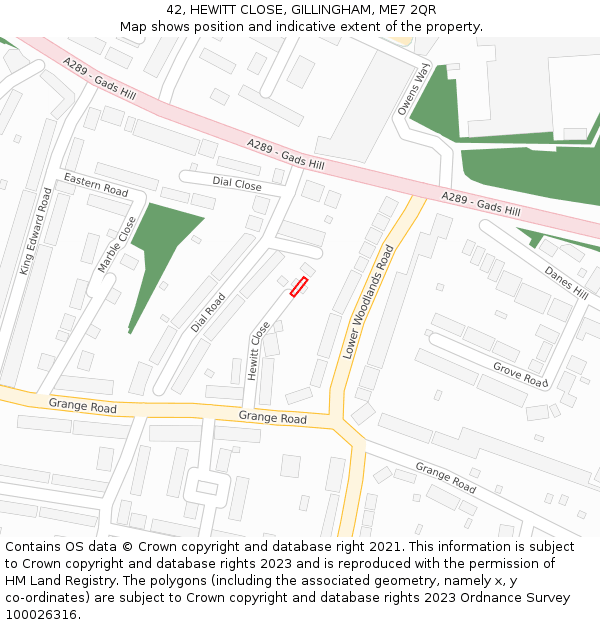 42, HEWITT CLOSE, GILLINGHAM, ME7 2QR: Location map and indicative extent of plot