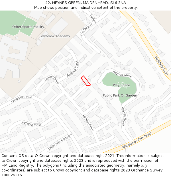 42, HEYNES GREEN, MAIDENHEAD, SL6 3NA: Location map and indicative extent of plot