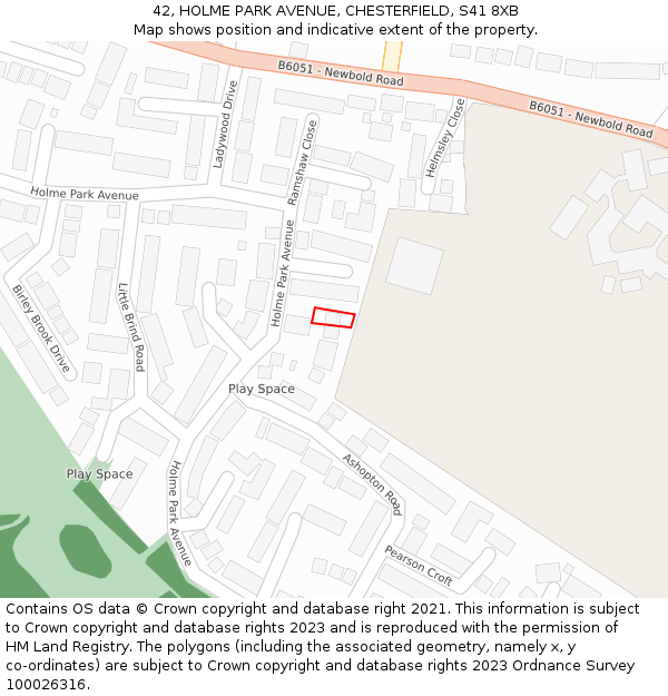 42, HOLME PARK AVENUE, CHESTERFIELD, S41 8XB: Location map and indicative extent of plot