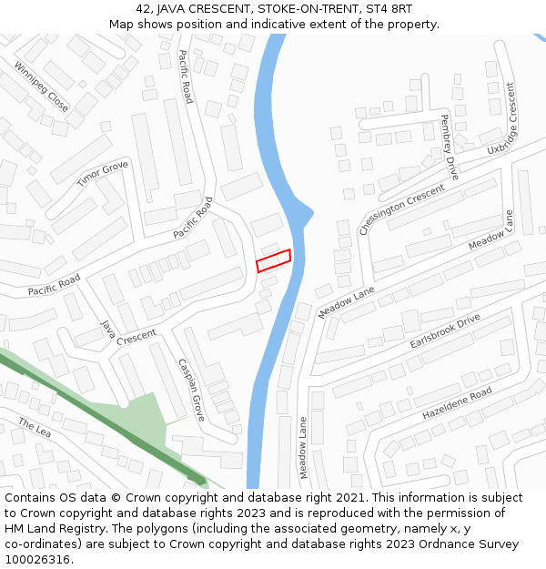 42, JAVA CRESCENT, STOKE-ON-TRENT, ST4 8RT: Location map and indicative extent of plot