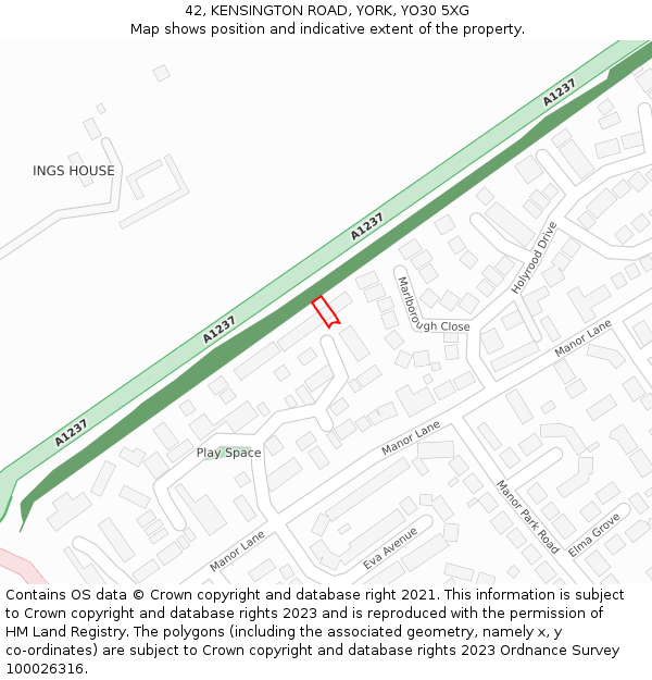 42, KENSINGTON ROAD, YORK, YO30 5XG: Location map and indicative extent of plot